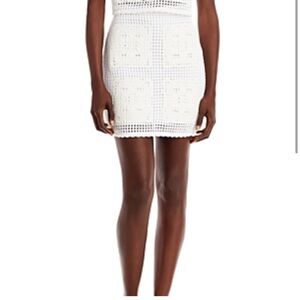 NWT! AQUA  White Crochet Mini Skirt, Fully Lined, Size S